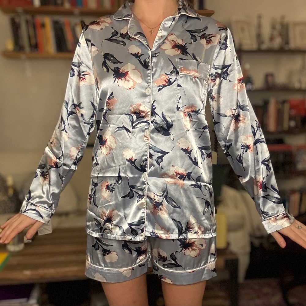 Faux silk pajama set